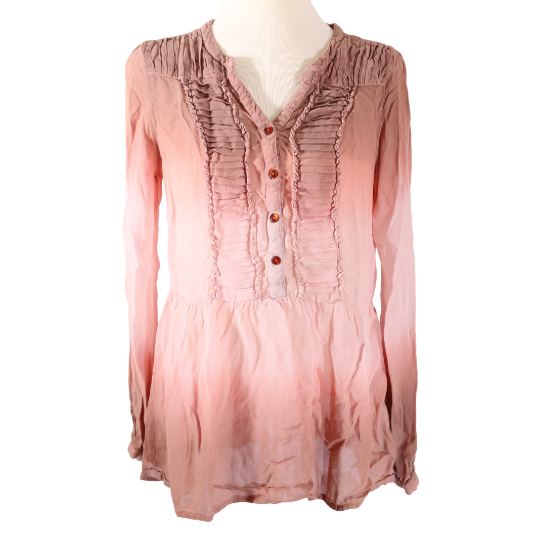 Cream Rosa Ombre Bluse