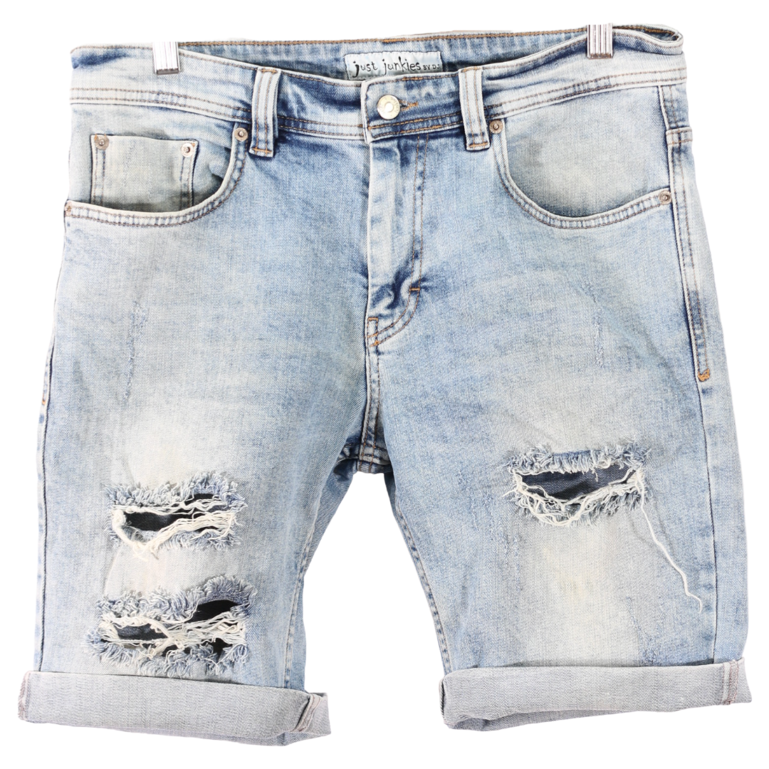 Just Junkies Lyse Blå Denim Shorts med huller