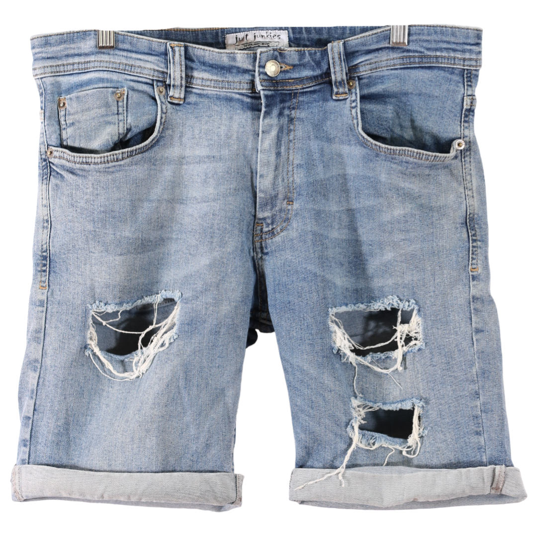 Just Junkies Blå Denim Shorts med huller