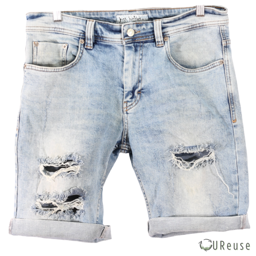 Just Junkies Lyse Blå Denim Shorts med huller