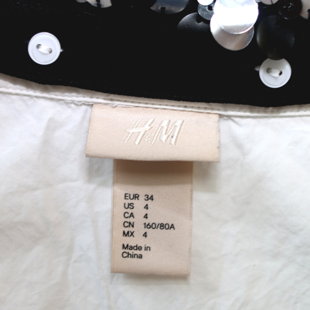 H&M skjorte top med aftagelig paillet krave