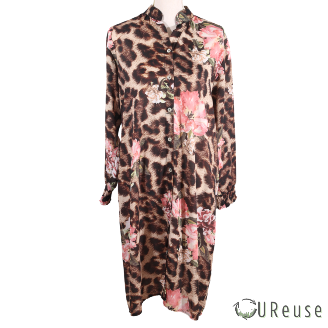 New Wear Leopard & Blomster print Skjorte Kjole